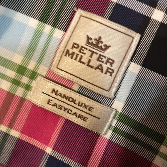 Peter Millar Nanoluxe Shirt Mens‎ PLAID Long Sleeve Cotton Button Down small. - Picture 3 of 5